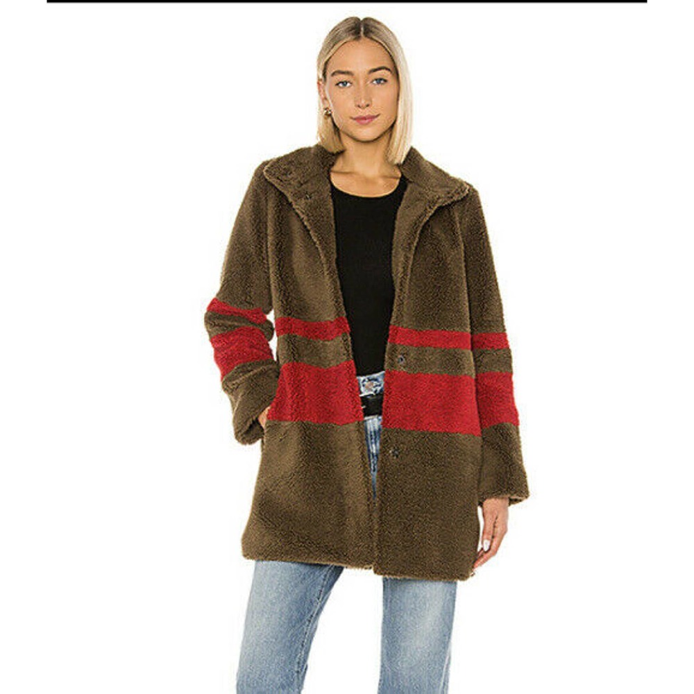 Velvet by Graham Spencer Evian Striped Sherpa Coat